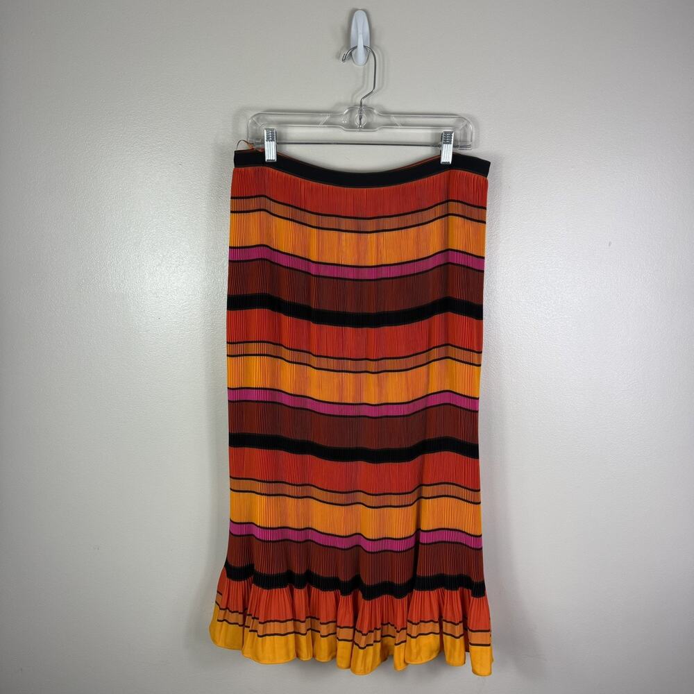 J.CREW Straight Pleat Tea length Midi Skirt Style AR478 Flouncy Hem Orange Red 4